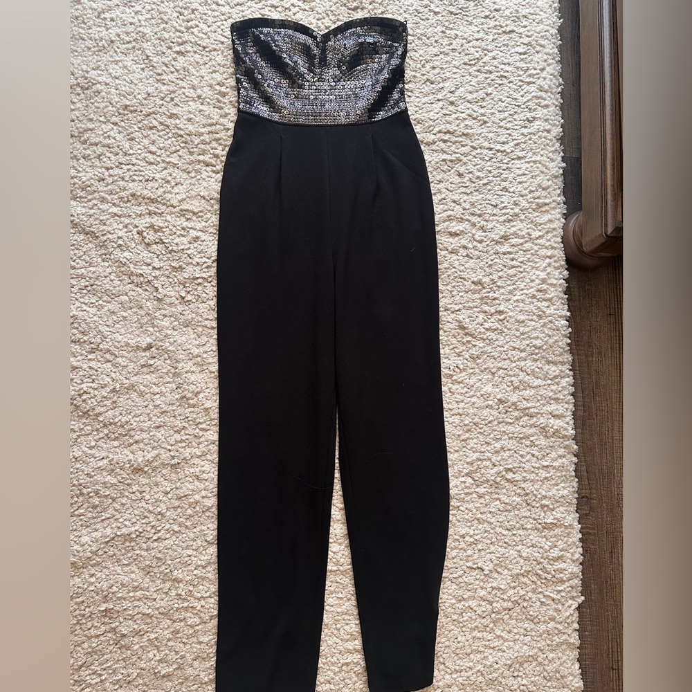 Express black jumpsuit w/ sequins